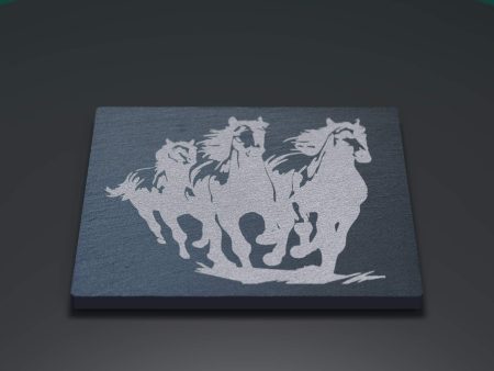 Wild Horses Engraved Slate Coaster Online Sale