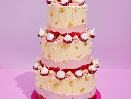 3 Tier Raspberry & White Chocolate Cake For Discount