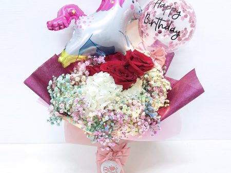 [MEDIUM+ BOUQUET] 5   Led Personalised Balloon with Foil Balloon Flower Bouquet For Cheap