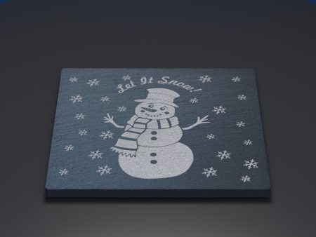 Snowman Engraved Slate Coaster For Cheap