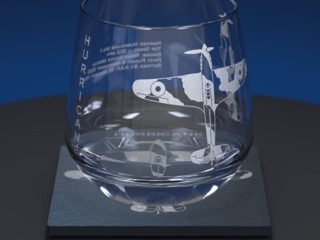 Hawker Hurricane Engraved Glass Tumbler and Slate Coaster Set Online