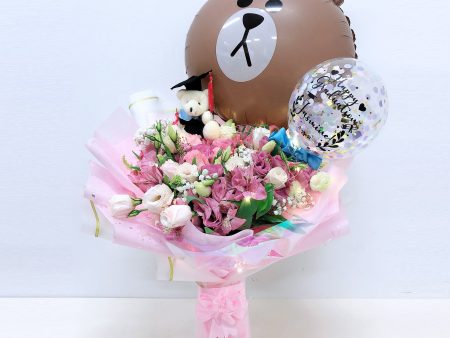 [LARGE+ BOUQUET] 5   Led Personalised Balloon with Foil Balloon Flower Bouquet For Discount