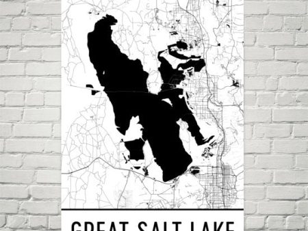 Great Salt Lake UT Art and Maps Hot on Sale