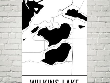 Wilkins Lake MN Art and Maps Cheap