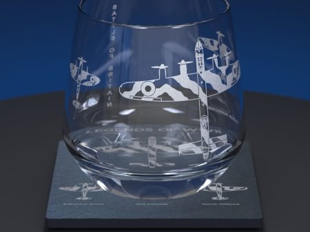 Battle of Britain Memorial Flight Engraved Glass Tumbler and Slate Coaster Set Hot on Sale