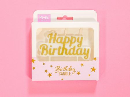 Gold Happy Birthday Candle Discount