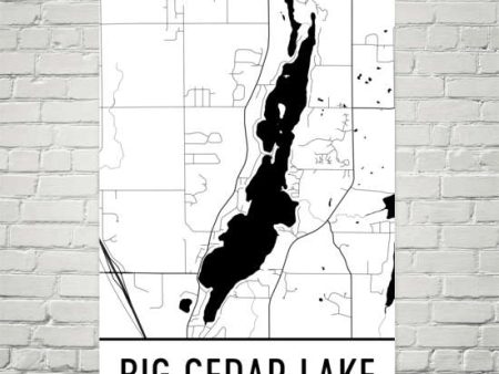 Big Cedar Lake WI Art and Maps For Discount