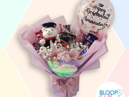 [SMALL BOUQUET] 5   Personalised Balloon with Chocolate and Small Flower Bouquet Online