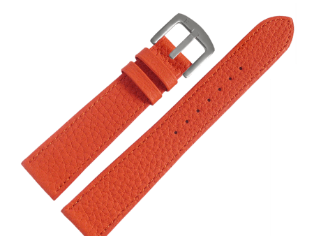 Leather Straps Orange 20 MM Lychee on Sale