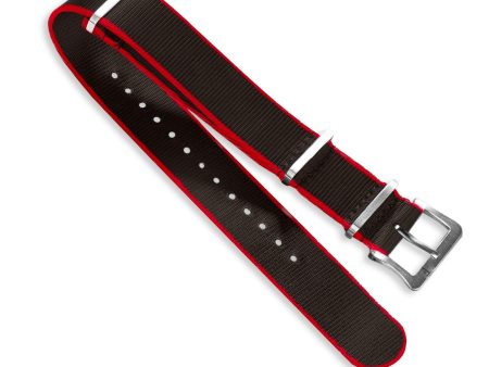 Nylon Watch Strap Black   Red 22 MM Discount