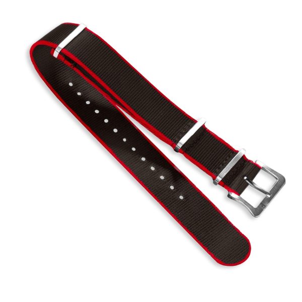 Nylon Watch Strap Black   Red 22 MM Discount