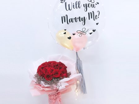 24   Personalised Proposal Helium Balloon with Large Flower Bouquet Online now