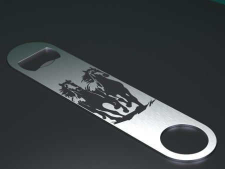 Wild Horses Engraved Stainless Steel Bottle Opener For Cheap