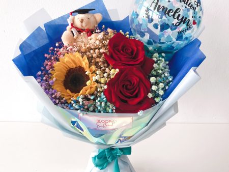 [MEDIUM BOUQUET] 5   Personalised Balloon with Flower Bouquet Online Hot Sale