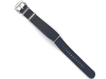 Leather Watch Strap Navy 22 MM Discount