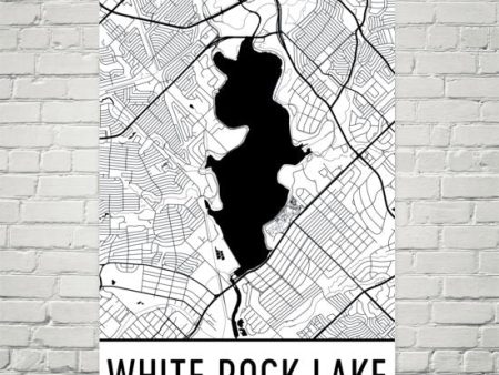 White Rock Lake TX Art and Maps Hot on Sale