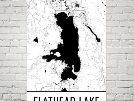 Flathead Lake MT Art and Maps Hot on Sale