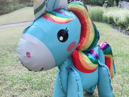 [Blue Rainbow Unicorn] - 3D Unicorn Walker Balloon (Air-Filled Only) Hot on Sale