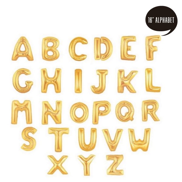 [16 Inch Alphabet Balloon] - ( Gold Airfilled Only ) For Discount