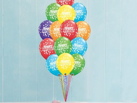 Birthday Confetti Dots Balloon Bouquet- 15 Pcs.With Weight Online Sale