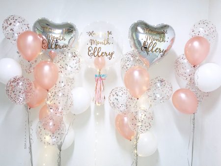 1 x 24   personalised balloon with 4 side bouquets Sale