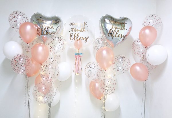 1 x 24   personalised balloon with 4 side bouquets Sale