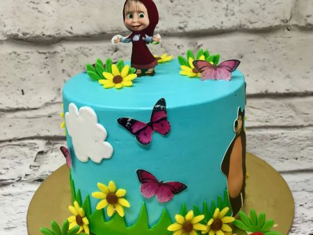 Masha Bear Butterfly Design Cake Online now