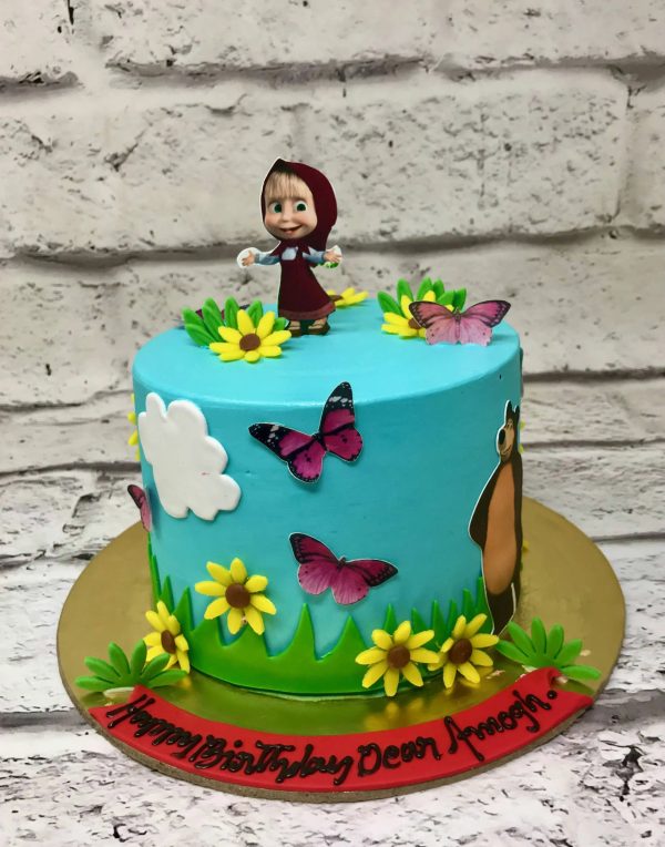 Masha Bear Butterfly Design Cake Online now