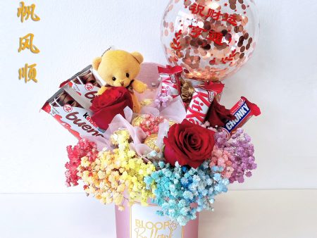 5  Personalised Balloon Premium Flower Box with 11 Chocolates 一帆风顺 Online Hot Sale