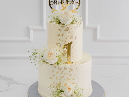 Ivory Gold Wedding Cake on Sale