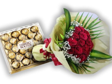 Bouquet of Red Roses with Chocolate - VD For Sale