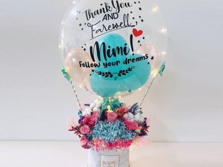 24   Personalised Hot Air Balloon Preserved Flower Box Cheap