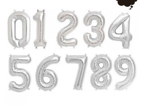 [16 Inch Number Balloon] - ( Silver Airfilled Only ) Online Sale