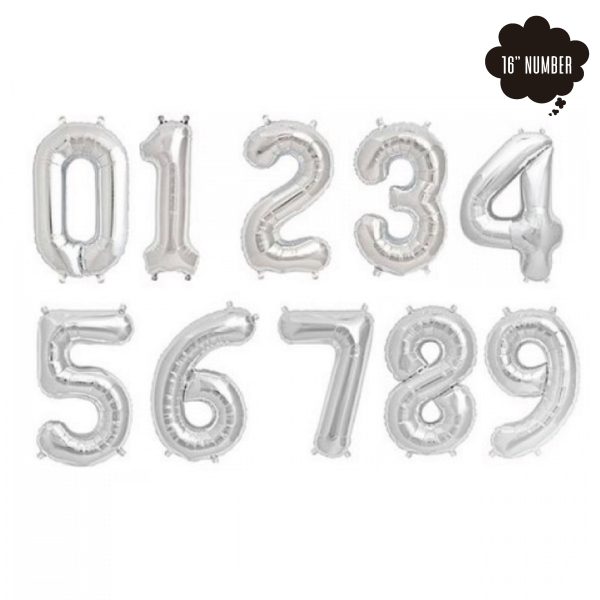 [16 Inch Number Balloon] - ( Silver Airfilled Only ) Online Sale