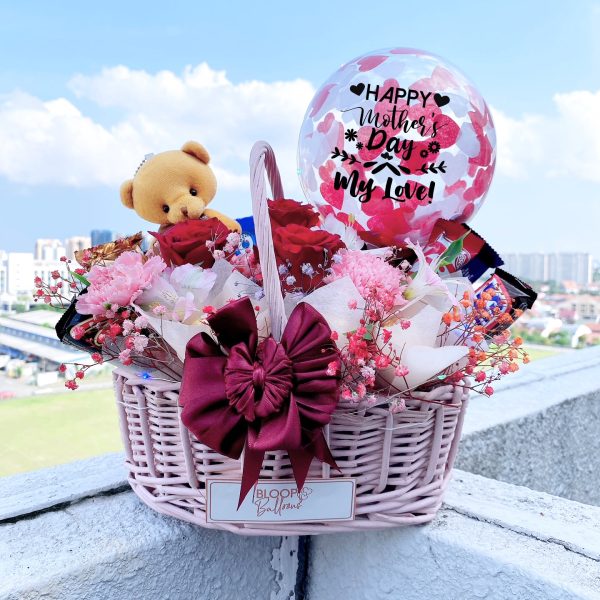 5   Personalised Balloon Snack Hamper Flower Basket - Mother s Day Collection Online now