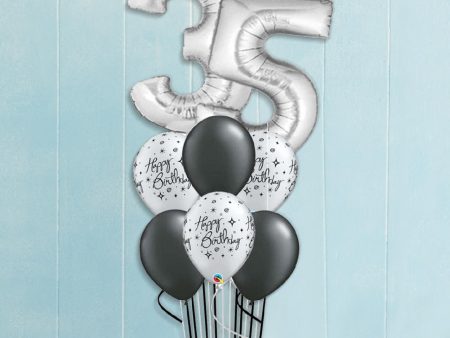 Any Age Silver And Black Birthday Bouquet Fashion