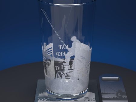 Fishing Engraved Pint Glass on Sale