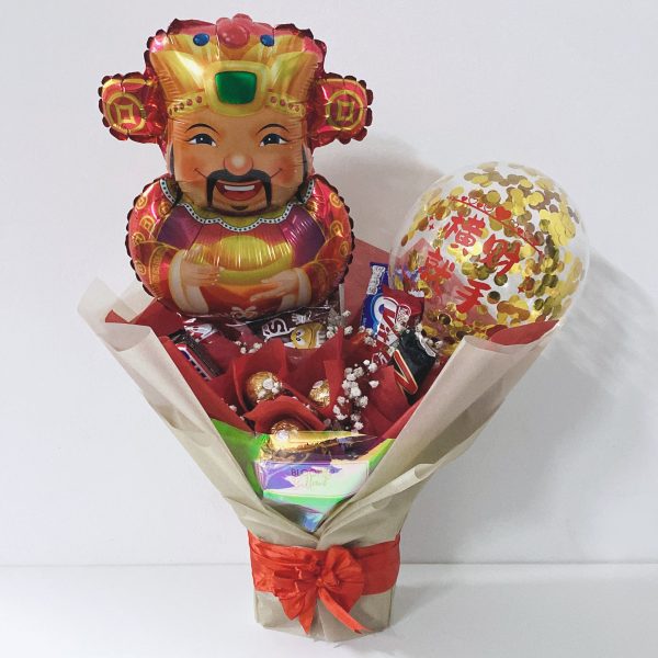 [SMALL BOUQUET] 5   Personalised Balloon with Chocolate and Small Flower Bouquet - Chinese New Year 2023 Collection Online Hot Sale