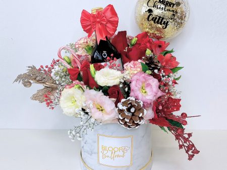 5  Personalised Balloon Premium Flower Box With Red Wine Supply