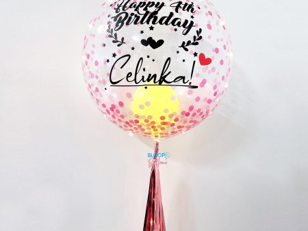 24  Personalised Balloon with Pink Confetti Print Discount