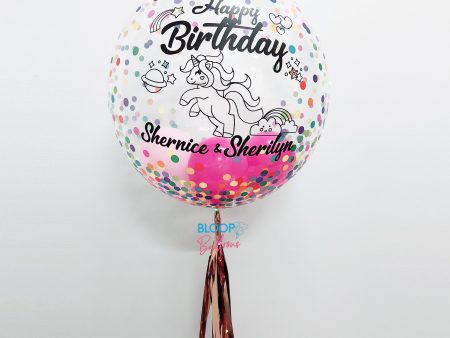 24  Personalised Balloon with Rainbow Confetti Print For Discount