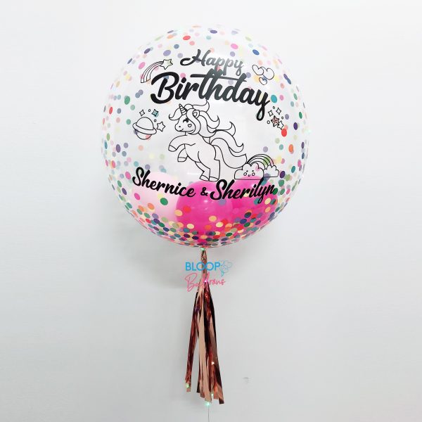 24  Personalised Balloon with Rainbow Confetti Print For Discount