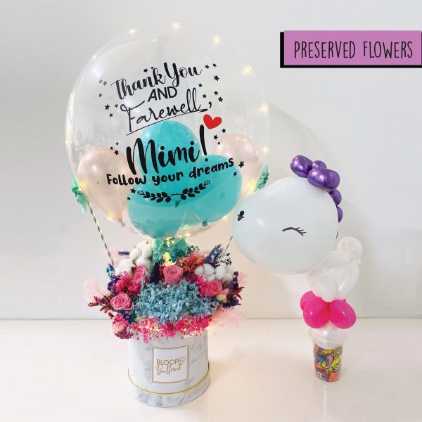 24   Personalised Hot Air Balloon Preserved Flower Box Cheap