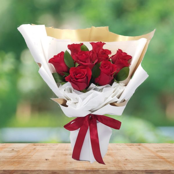 10 Red Roses Bouquet Arrangement Discount