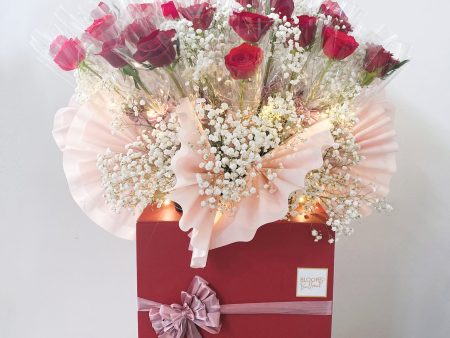 50 Roses and Baby Breath Luxury Grand Opening Flower Stand Fashion