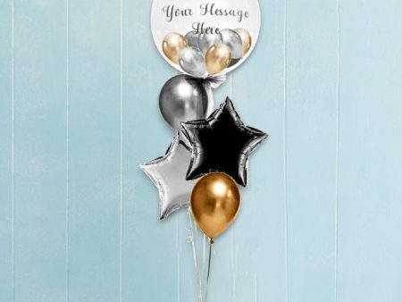 Bubbles Custom Text And Star Chrome Balloon Bouquet on Sale