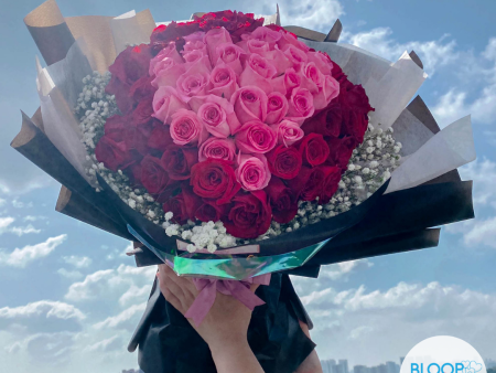 [SUPER JUMBO] 99 Pink and Red Roses Flower Bouquet - At Least 1 Week Pre Order Required Online now