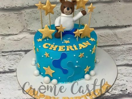 Teddy Golden Stars Design Cake For Discount