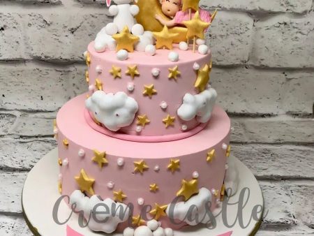 Pink Gold Teddy Tier Design Cake Fashion