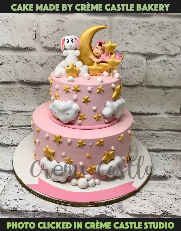 Pink Gold Teddy Tier Design Cake Fashion